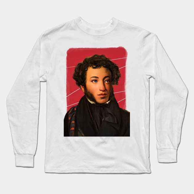 Russian Poet Alexander Pushkin Long Sleeve T-Shirt by Litstoy 